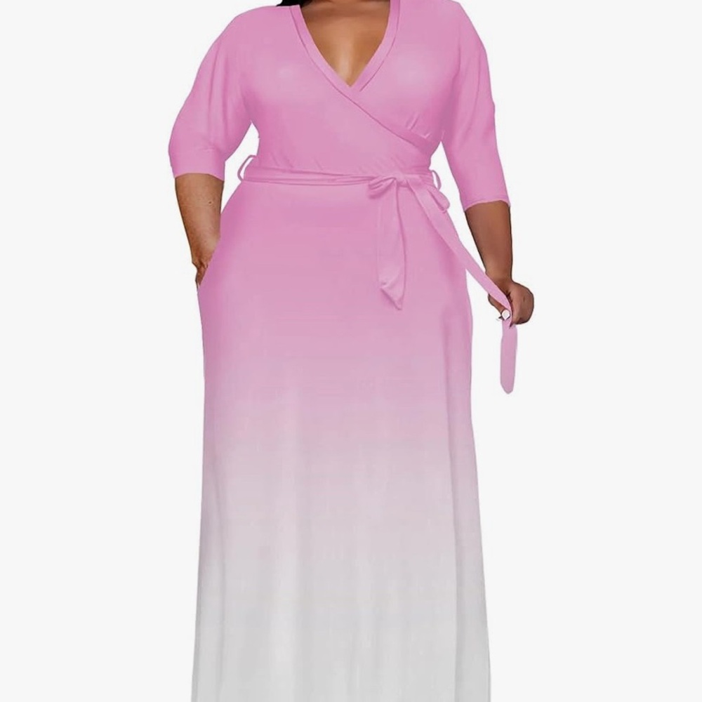 FREE SHIPPING Elegant Pink and white Dress